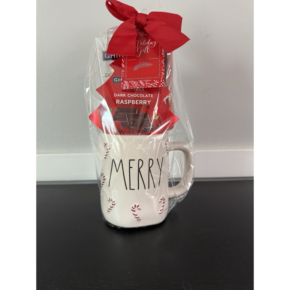 Rae Dunn Christmas Merry Mug With Ghirardelli  Dark Chocolate Raspberry Squares‎